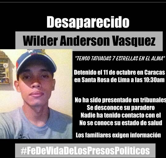 Tamara Suju on X: "#SOSVenezuela el 11 de Oct fue secuestrado por la DGCIM, Wilder  Anderson Vasquez, en Santa Rosa de Lima en Ccs. La cadena responsable de su  vida e integridad
