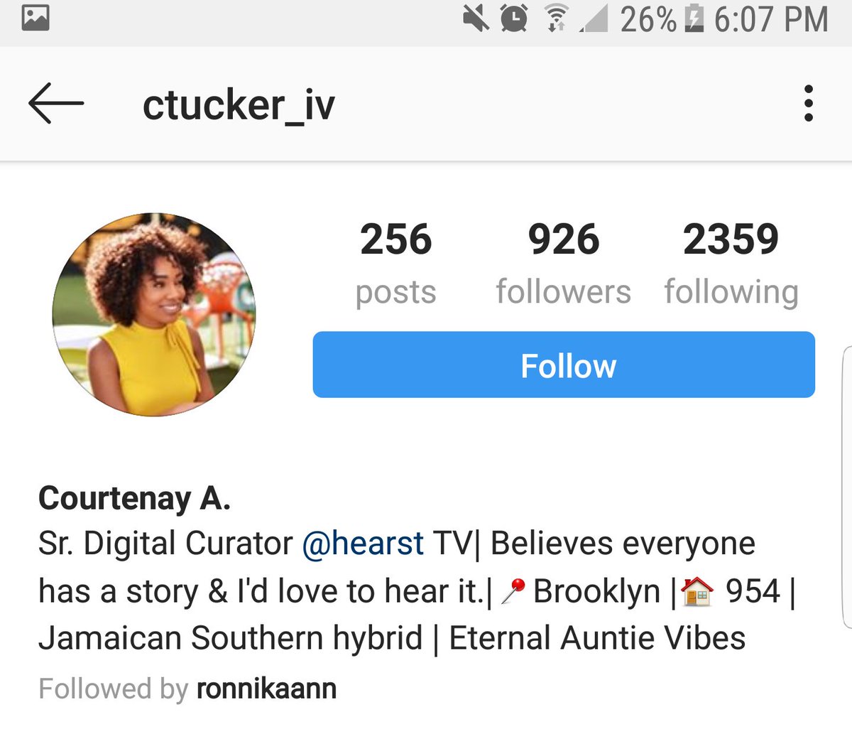Courtenay A. IG: Ctucker_ivSr. Digital curator at Hearst TV