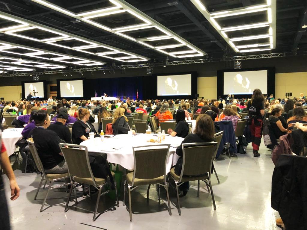 ANEWapprentice's tweet image. Women Build Nations 2018 is in full swing! Scene from this morning's Welcome Plenary at #WBN2018 #tradeswomen #20percentby2020 #constructioncareers #womeninconstruction