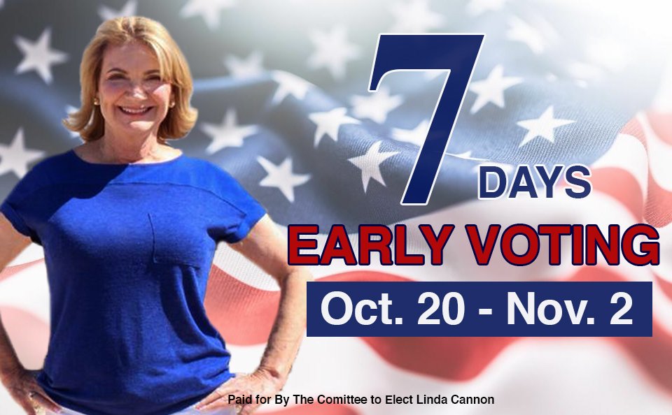 LindaCinVegas's tweet photo. Only 7 days for early voting to begin. Mark these dates in your calendar from October 20 - November 2, 2018. 
https://t.co/uOHsWF3uvm
#Vegas #republicans #politics #Nevada #elections #earlyvoting https://t.co/G2lOrNk8w2
