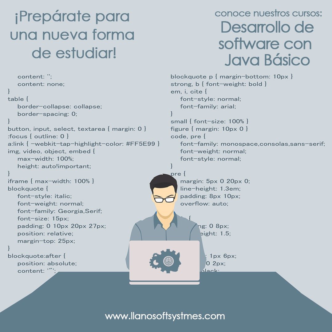 llanocursos's tweet image. Menciona o comparte éste curso con alguien que le gustaría empezarlo ya mismo.
Suscríbete hoy y obtén un 20% de descuento bit.ly/2xjQPSG
#llanosoftsystems #promoción #oferta #cursos #JavaBasico