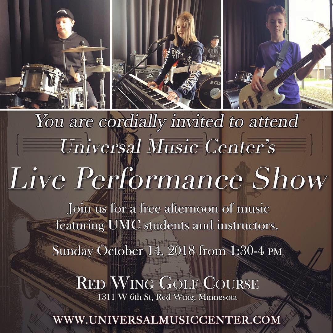 MusicUMC's tweet photo. We are gearing up for our #liveperformance exhibition TOMORROW Sunday October 13 at @RedWingGolfClub! Free, family friendly, and food and drinks available at Bar19! #umcredwing #comeseeumc #joinus https://t.co/F7uftUb5VE
