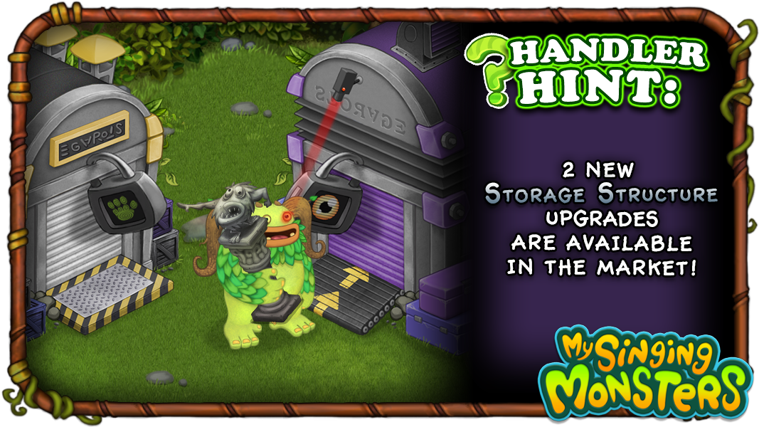 SingingMonsters's tweet photo. Redecorating your Islands? Here's a #HandlerHint to help you out. Two NEW Storage Structure upgrades are available in the Market! π¦ How often do you redecorate your Islands? https://t.co/lmfPmfyEAW https://t.co/oATcqYNcaf