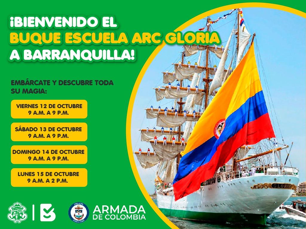 BarranquillaBQ's tweet photo. #RECOMENDADO Este Puente Festivo disfruta con tu familia un delicioso paseo por el Gran Malecón del Río Magdalena y visita el Buque Escuela ARC GLORIA ⛴ 🇨🇴 que permanecerá atracado hasta el Lunes Festivo en Barranquilla ¡APROVECHA! 📸 @alcaldiabquilla @ArmadaColombia #BAQ https://t.co/I0Ln2MyJRU