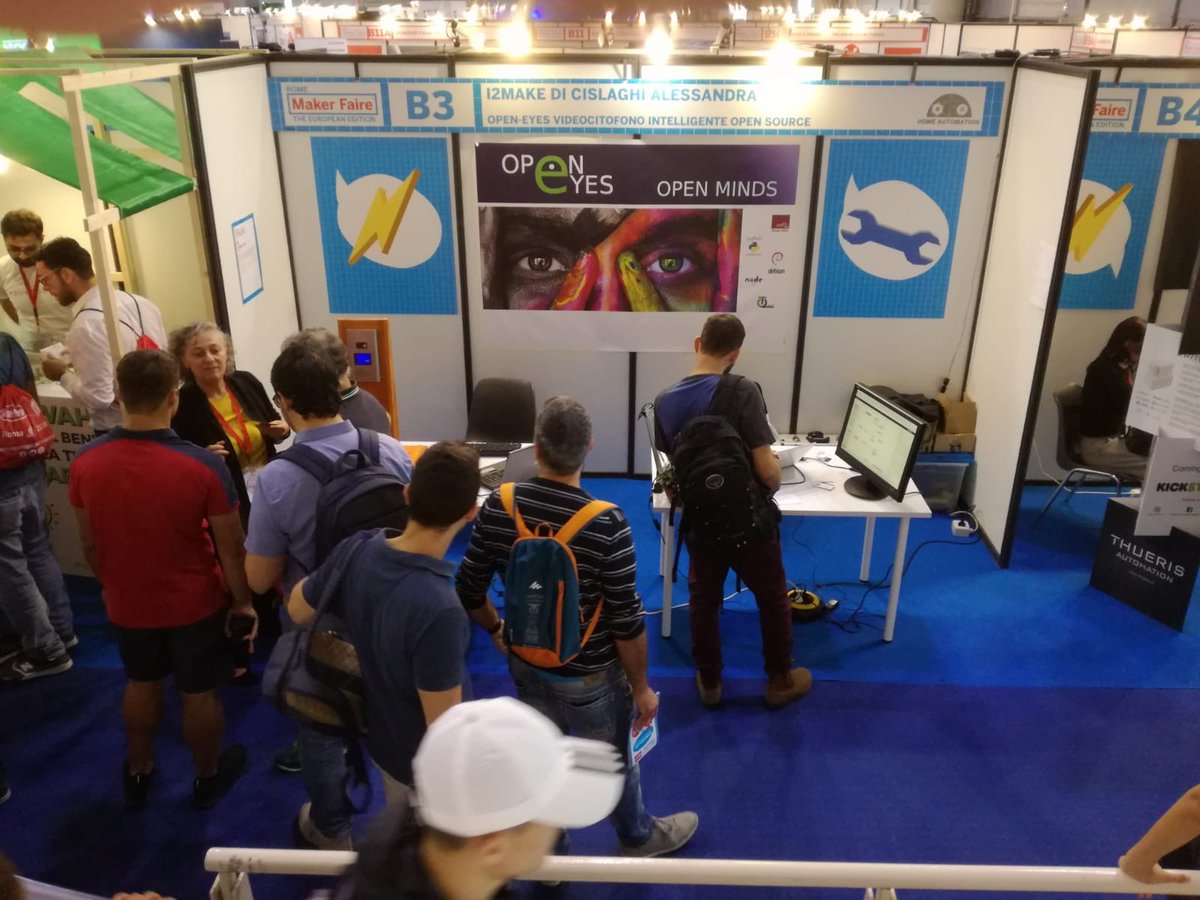 i2make's tweet photo. #MakerFaireRome  si respira entusiasmo per un futuro innovativo e intrigante  che è già qui!!! Basta tenere gli 👀aperti!#openeyesvideocitofono open source! https://t.co/uG1mUVth3t