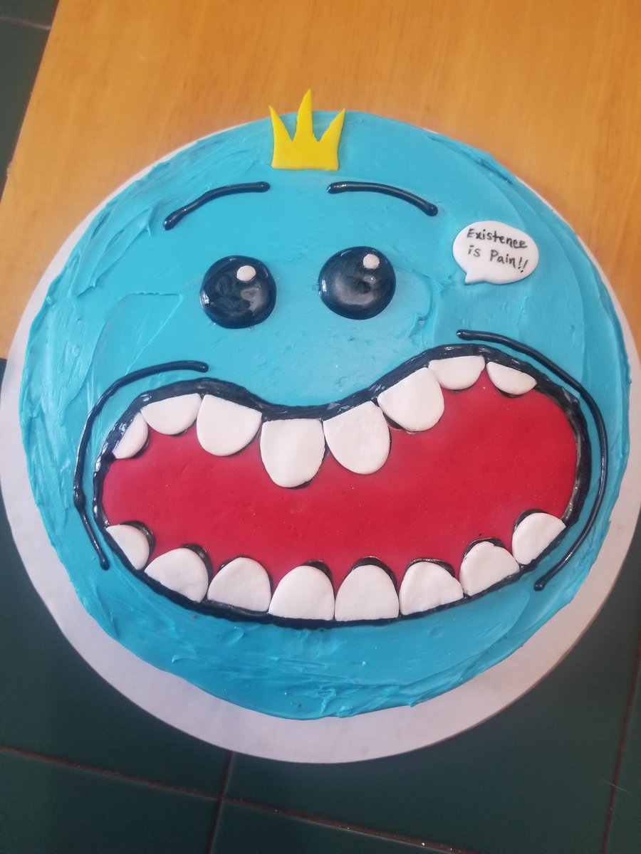 ImageI baked my BF a birthday Meeseeks cake! It's a lemon cake filled with blueberry compote and whipped cream. 
 #rickandmorty
 #rick
 #morty
 #rickmorty
 #season