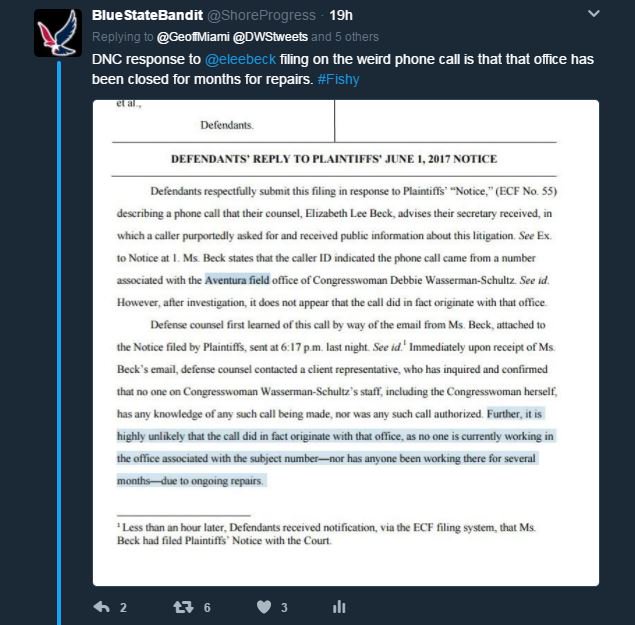 1ng1n33r_'s tweet photo. @zachhaller This seems pertinent now, who remembers that #fishy phone call to @eleebeck on 7/1/17 from DWS office? @GeoffMiami was in a position to implicate DWS and refused to even respond. Here's the proof. DWS said Aventura office was closed for repairs. So who answered the phone Geoff? https://t.co/OGV25mO2hx
