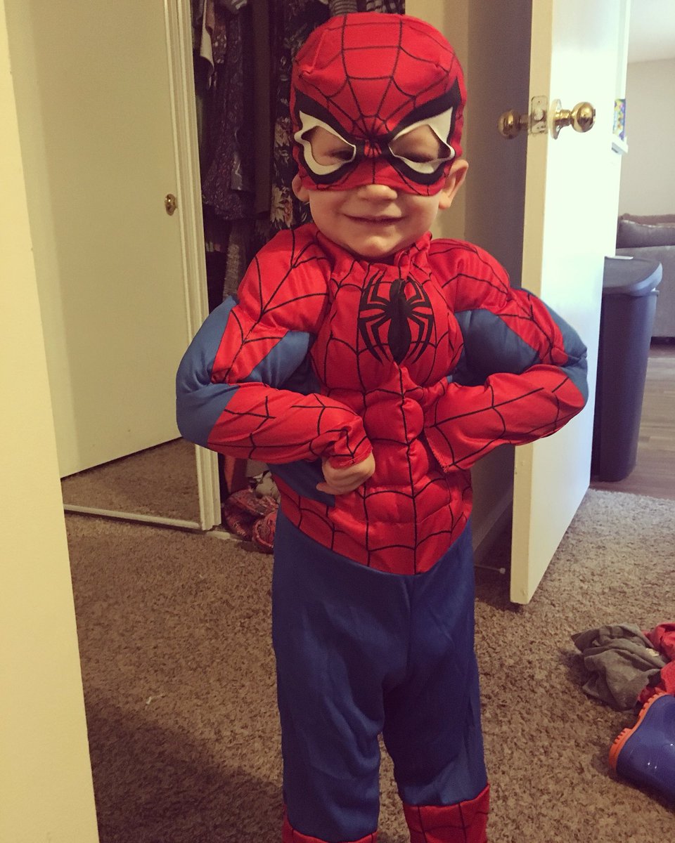 What are you doing this weekend?! 🕷👦🏼❤️💙 #spideyliveshere #halloween