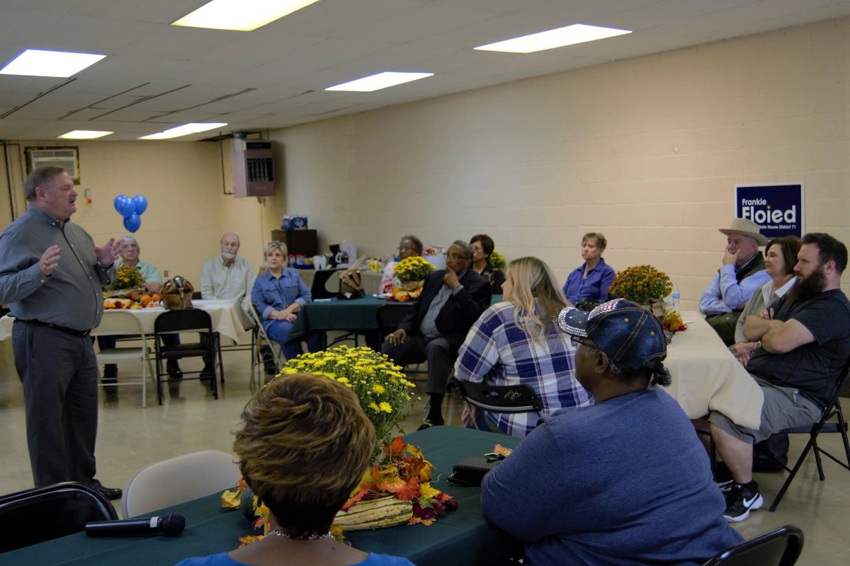 FloiedFor71's tweet photo. Our "#FriendsOfFrankieFloied" Luncheon was a success! So many new faces and lots of excitement/energy! Our speakers and Qs asked were fantastic. Thanks to all friends who joined us. Let's keep this momentum going to Nov 6 #ElectionDay2018! #VoteBlue #FloiedFor71 #FightForFloied https://t.co/mGmYiOi0rR