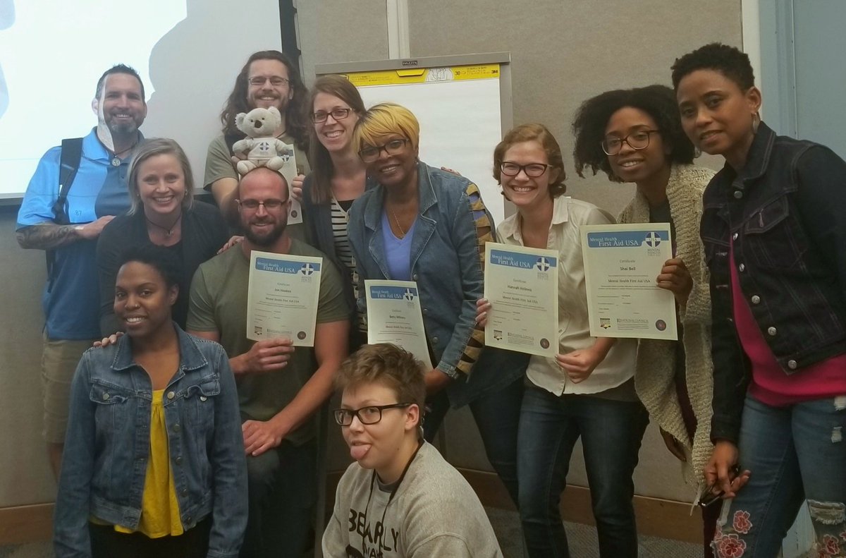 justinitiative's tweet photo. Today we got certified in Mental Health First Aid. Great class that I highly recommend!  
.
.
#mhfa #bethedifference #forthekingdomofGod https://t.co/QliPXgAwIe