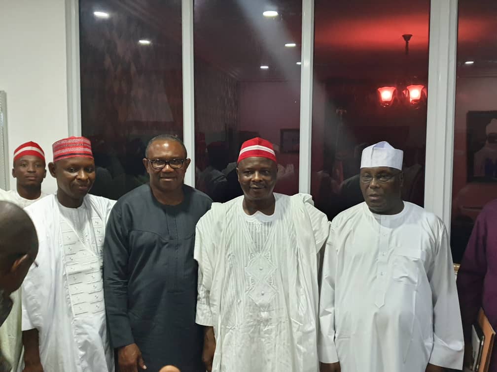 Mmadudili's tweet image. A high Powerful delegation Led by the Grandmaster of Kano Politics @KwankwasoRM, Buba Galadima, ABBA Kabir (PDP Guber candidate in Kano) visited @atiku £Peter Obi this evening to pledge their support on the project to Make Nigeria Great...POWER
#AtikulatedObi
#NigeriaDecides2019