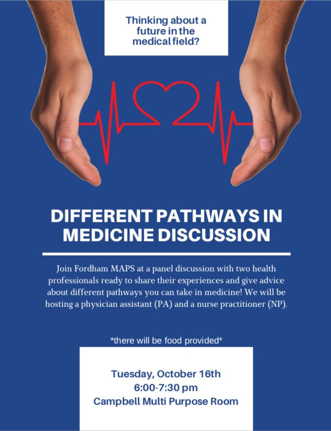 Are you interested in learning more about two awesome paths to take in medicine? 

Join us on Tuesday, October 16th at 6 pm in the Campbell Multi Purpose Room as we hear about what it's like to be a physician assistant & nurse practitioner!

#FutureDoctors
#FuturePAs
#FutureNPs