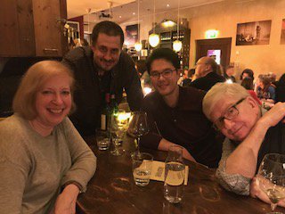 MichaelWinship's tweet photo. Last night in Berlin for #WCOS4. From Left, Gail Renard, @TheWritersGuild; Mathieu Plante, @SARTEC_auteur; Justin Byung-in Kim, Screenwriters Guild of Korea; Michael Winship, @WGAEast https://t.co/udAP8aLcJb