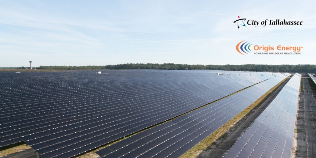 OrigisEnergy's tweet photo. Origis Energy announces that within 72 hrs of historic, devastating #HurricaneMichael, we are providing @COTNews with clean energy from #TallahasseeSolar plant at @iFlyTallahassee. Amazing job by the City, linemen and Origis crews deserving of our highest admiration. #MichaelTLH https://t.co/xlYAnl2XyA