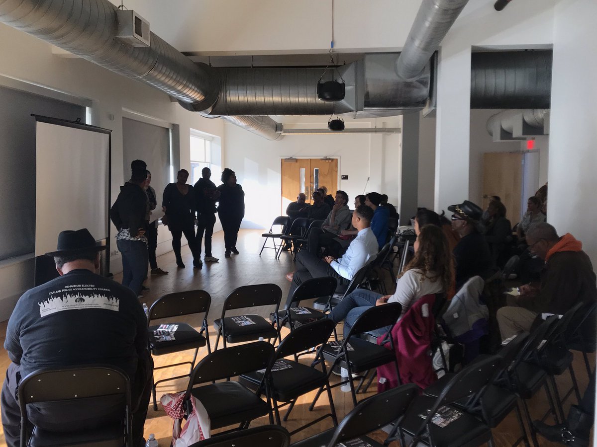 takeonhate's tweet photo. Listening to members of @BLMChi &amp; @BYP_100, Tanya Watkins from @SOULInChicago and Frank Chapman from @CAARPRNow talk about what’s next in the fight for #Justice4Laquan?

#CPACNow 
#NoCopAcademy
#EraseTheGangDatabase https://t.co/9lfikIpfas