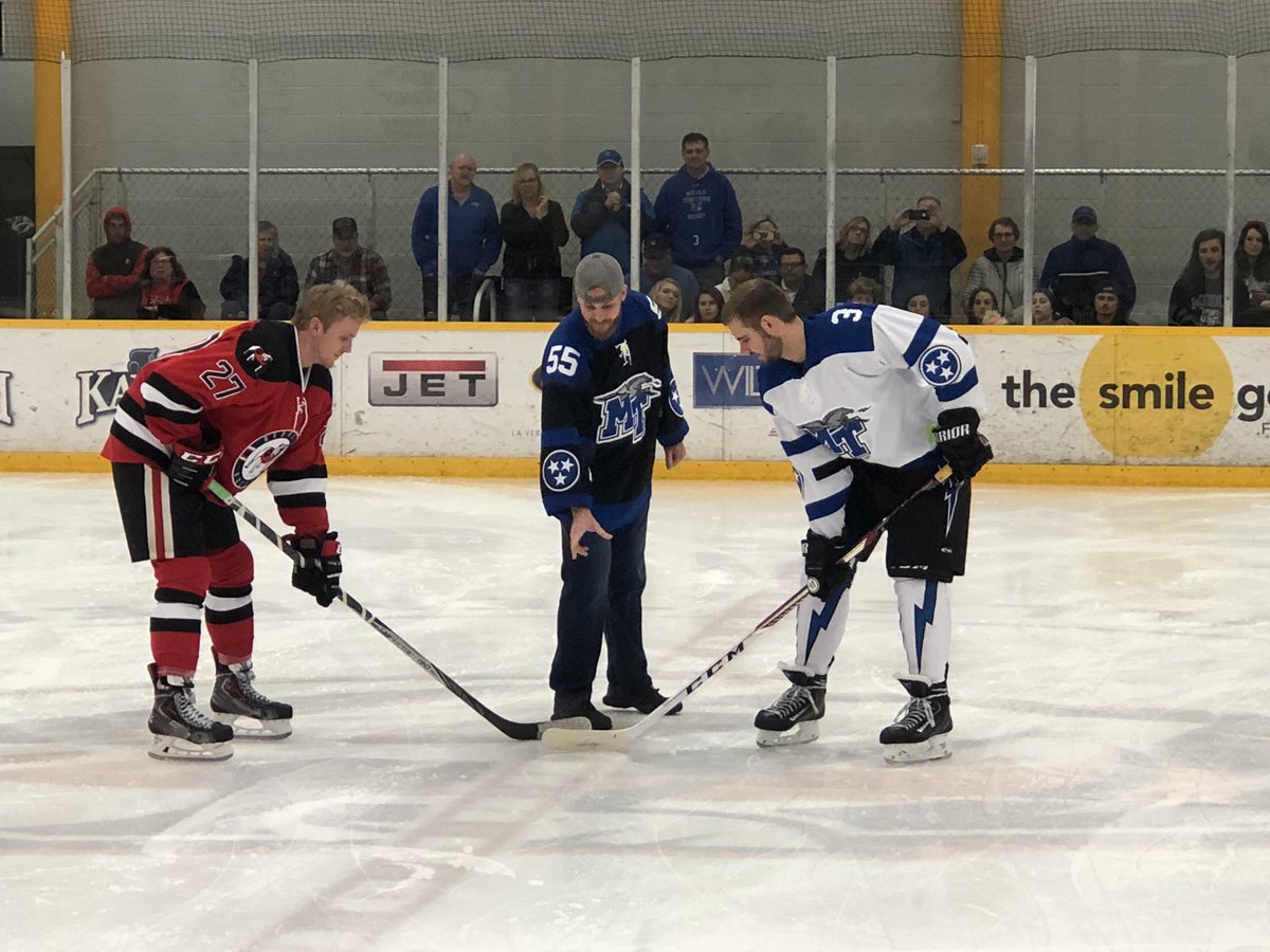 MTSUhockey's tweet photo. ▪️🔹GAME ON! ▪️🔹
Thank you Dave Woodruff for your service!
#UGAvsMTSU https://t.co/NOspl2wvlx