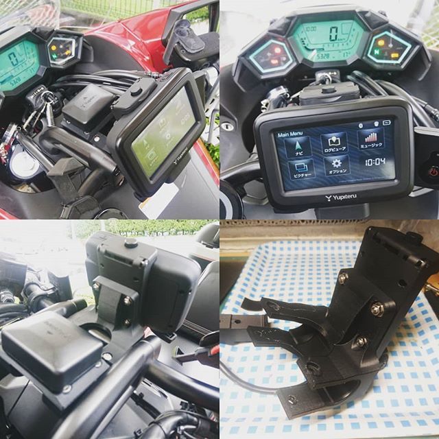 ぞう בטוויטר バイクにナビ ユピテルbnv 2 をつけました ハンドル取付ステー兼レーダーアンテナ台は3dプリンターで作りました Nm4 Bnv 2 3dプリンター バイクナビ T Co 5cnqo1vudu