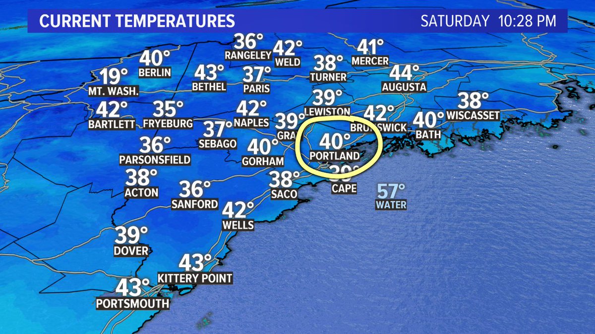 MeteoroloJess's tweet photo. Portland hasn't fallen below 40° yet this season.
My friends, it looks like that is about to change...
#welcometowinter #nottechnically #butyouknowwhatimean #MEwx https://t.co/UOOeWMtdJy