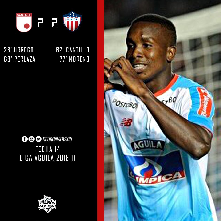Tiburonpasion's tweet photo. #LigaÁguila2018 🔴⚪
🔚 ¡Final del partido en El Campín!
Santa Fe 2 - 2 Junior
#SanJUN https://t.co/4xyah66JGE