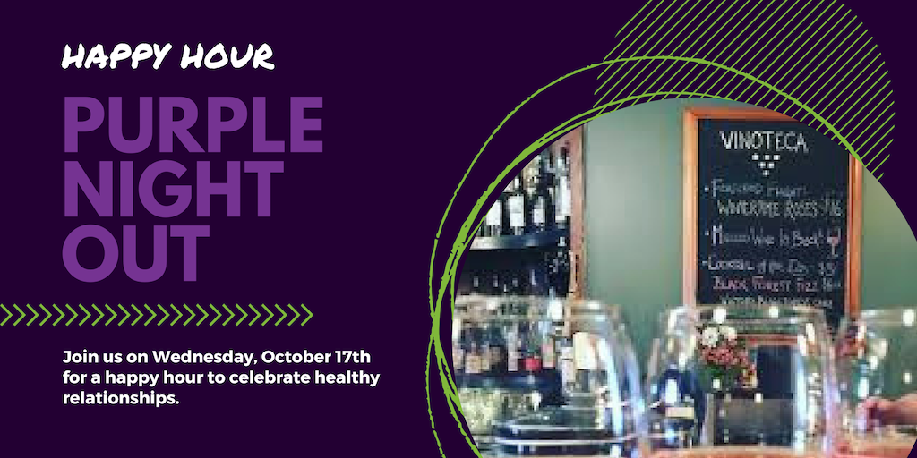 DCCADV's tweet photo. Throw on your purple finest and join us tonight at @VinotecaDC to raise a glass to healthy relationships, safety, and respect. With your donation, get extended happy deals and more. RSVP: https://t.co/4G7300U4Sv #DVAMWeekofAction #SpreadLoveDC https://t.co/wp4BtpzGgB