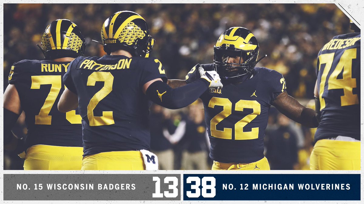espn's tweet image. Big win in The Big House!

No. 12 Michigan beats No. 15 Wisconsin!