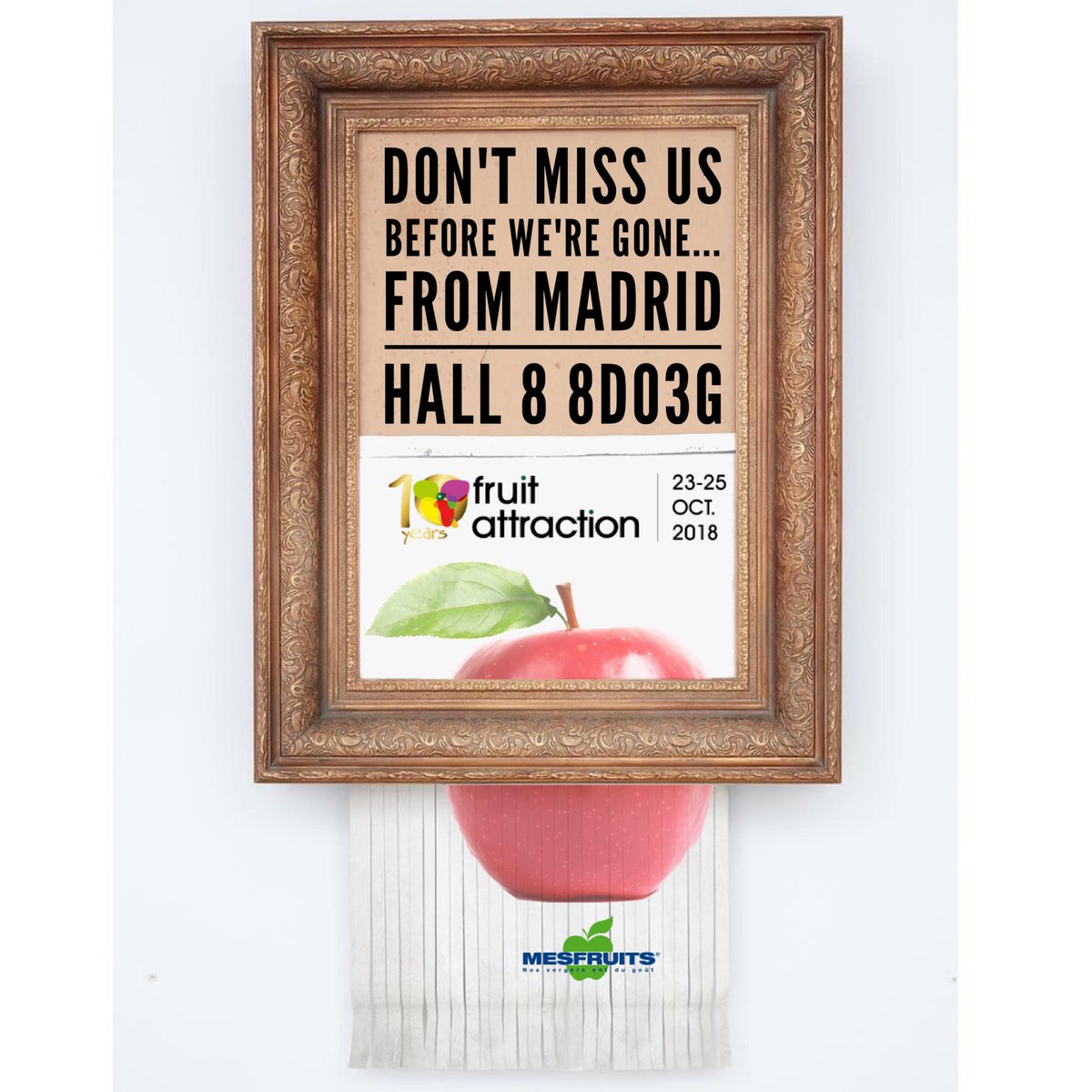 mesfruits's tweet photo. 🍎FRUIT ATTRACTION 2018🍎
DON'T MISS US BEFORE WE'RE GONE... 😉 FROM MADRID NEXT 23/24/25 OCTOBER 
HALL 8 8D03G
#fruitattraction #mesfruits #france🇫🇷 #frenchapple https://t.co/IUqQKDsUi2