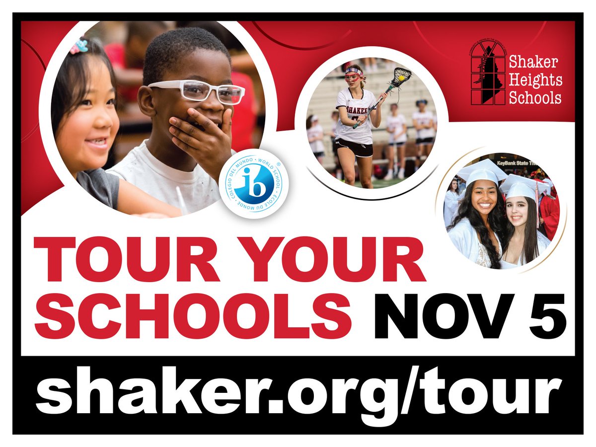 shakerschools's tweet photo. Save the date for Monday, Nov. 5 &amp; join us for Tour Your Schools! All community members are welcome to attend to learn more about our schools, International Baccalaureate &amp; our holistic approach to learning. Head to https://t.co/Rwt62R0GgZ for event times &amp; registration. https://t.co/Nwv1c9h23s