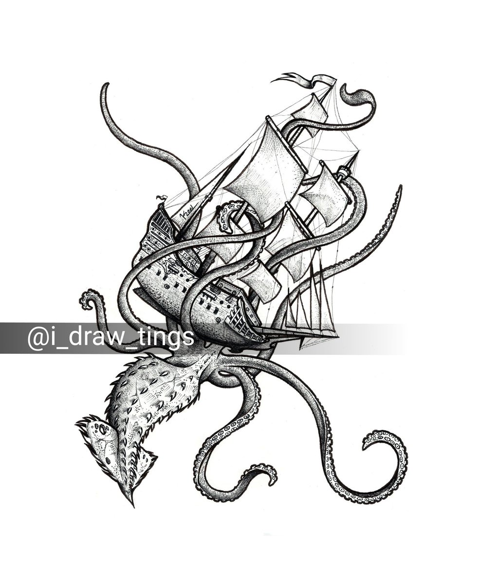 Check my insta for more: @i_draw_tings 
#sailship #kraken #art #Barbados #Caribbean #bajan #artistsoninstagram #pirateship #fantasy #adventure #laviathan #tattooideas #piratetattoo #krakentattoo #sailshiptattoo #inktober2018 #ink #penandink #artoninstagram #ocean #monster