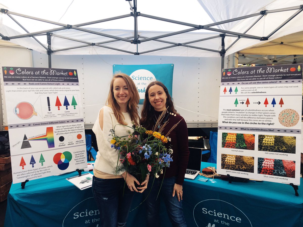 rhutto3's tweet photo. Another successful vision science booth with @SciMarketUW!! This time we even got lovely gifts of flowers and plums from the farmers nearby! Thanks to everyone who volunteered, I already can’t wait to do it again! 🤓👁 https://t.co/Q2wDteT8Dq
