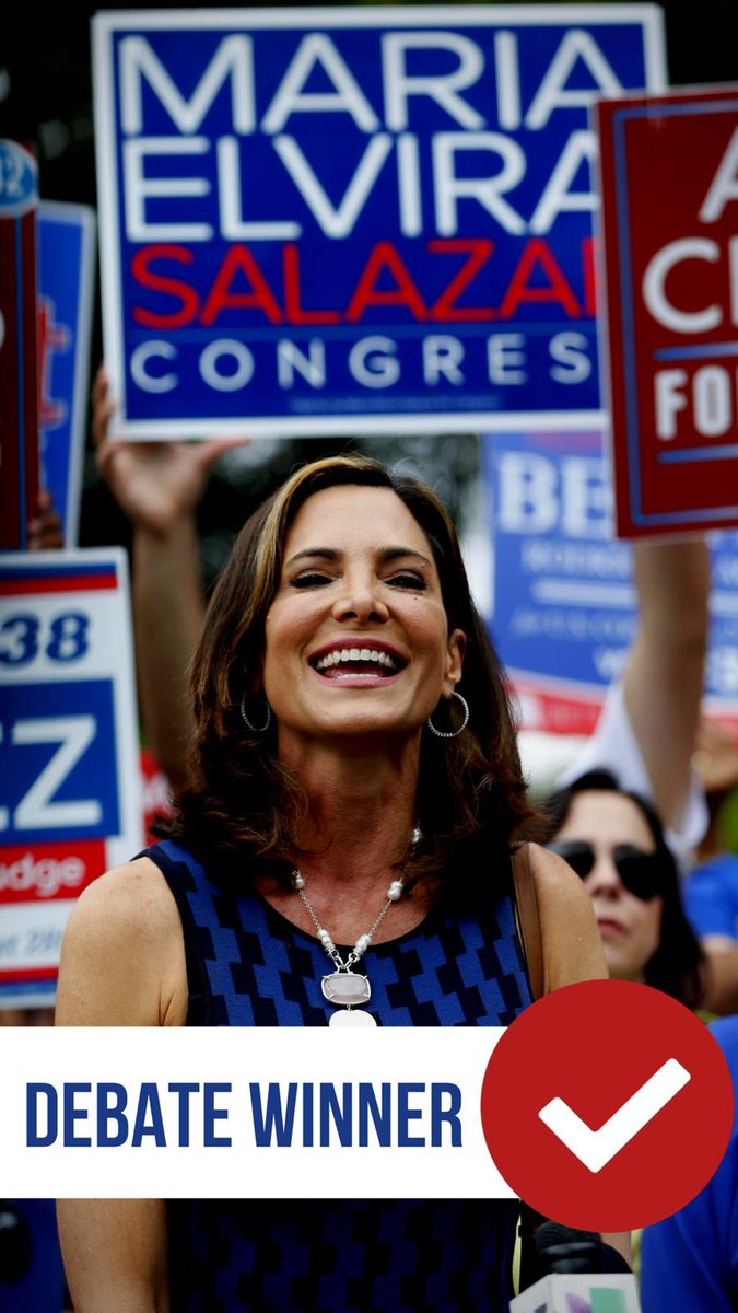 mdcgop's tweet photo. We all know who the clear Winner was in the #Telemundo51 Debate 🐘👏🏼🇺🇸🏆 #District27 #MDCConEllaSi #StudentsforMaria  #MariaElviraSalazarforCongress https://t.co/TDnHwq9yyr