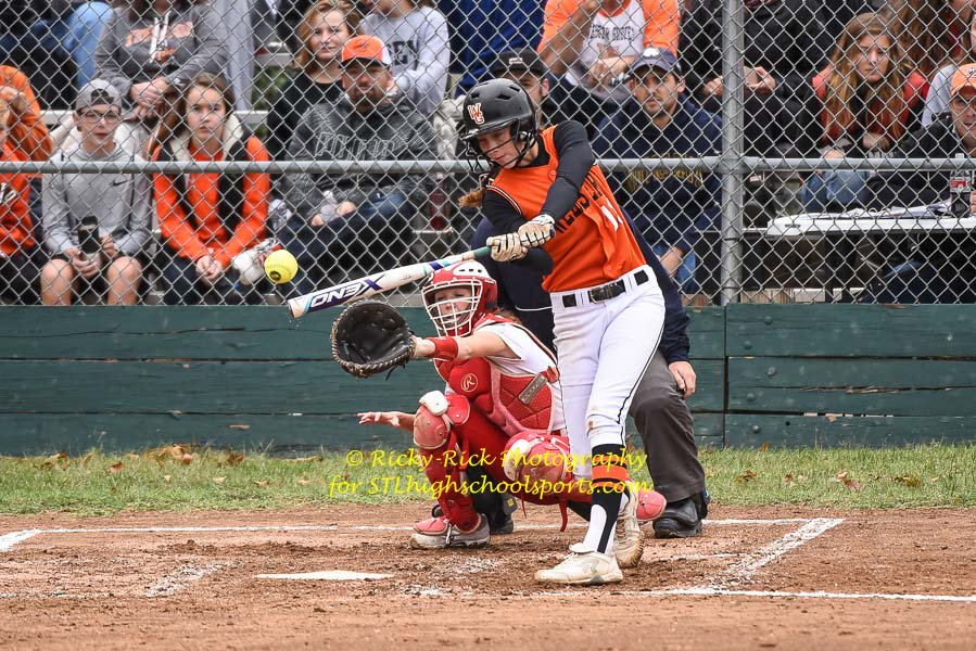 RickyRick_Photo's tweet photo. 10/13/18 - @WGsoftball AND @KHS_Softball in District 4 class 4 action. More photos and article by @JimSTLhss at @STLhssports @statesmensports @khspioneers #softball #playoffs #314prep #stlprep #championship #kirkwood #webstergroves https://t.co/s8GQY4oPqF