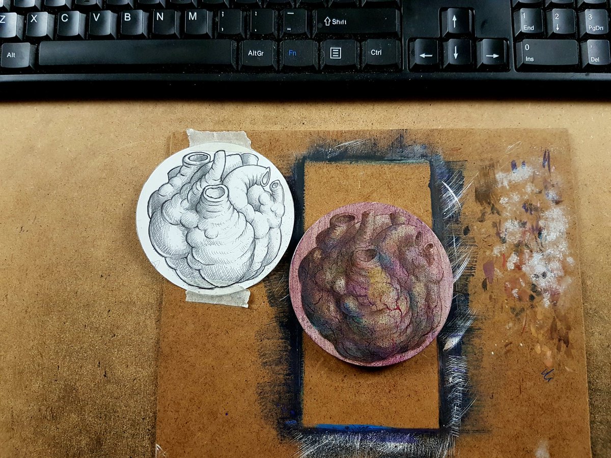 AlbertFisk's tweet photo. Thanks for a great stream. Started this new mini painting. Work in progress, this is just the under painting / textures / color washes.
#AlbertFisk #art #painting #acrylic https://t.co/zHd2U4xjvd