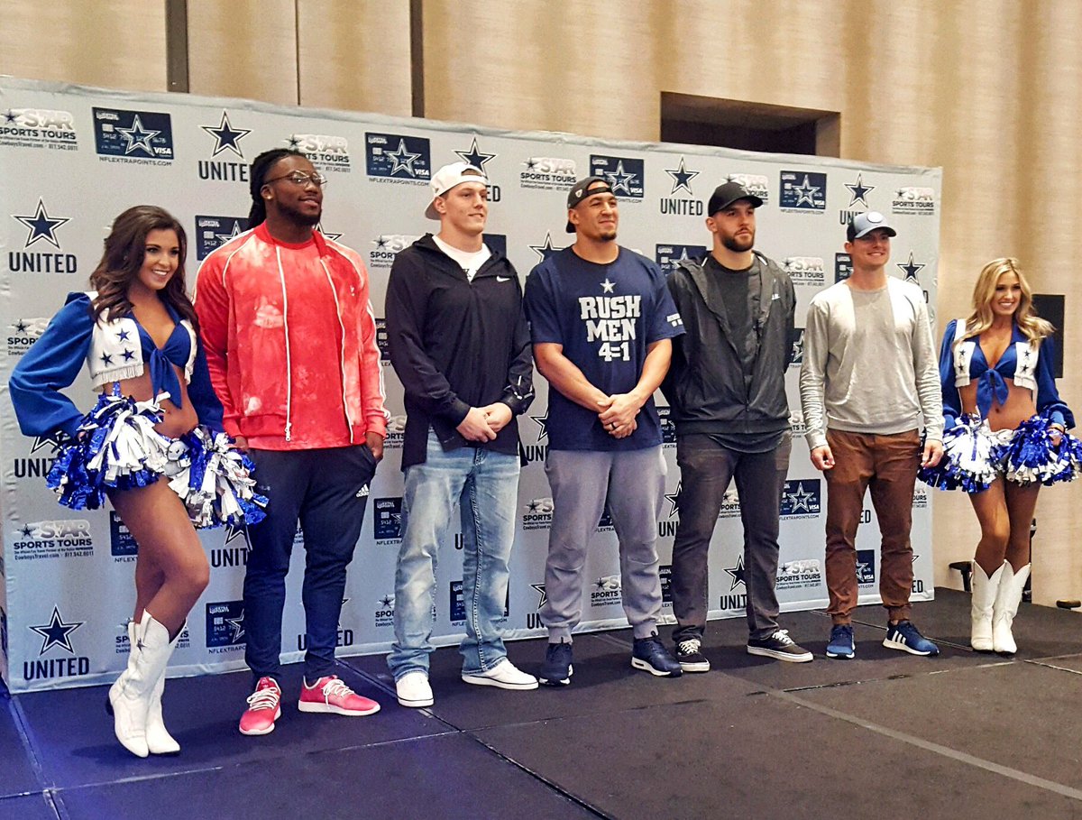 DCC_MadelineM's tweet photo. Loved meeting fans from all over the world today! 🌎⭐️ It’s true... Y’all are the best fans in the NFL! ☺️🙌🏼 @StarSportsTours #CowboysNation 
Can’t wait to cheer on these guys tomorrow! 👏🏼👏🏼👏🏼 #JAXvsDAL https://t.co/C2wncNCQC8