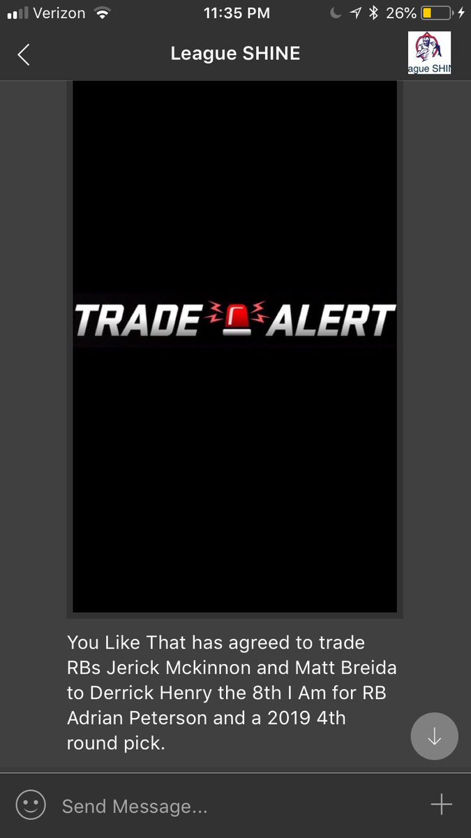 LeagueShine's tweet photo. #LeagueSHINEtrade2018 #fantasyfootball https://t.co/myzcPZ5sGP