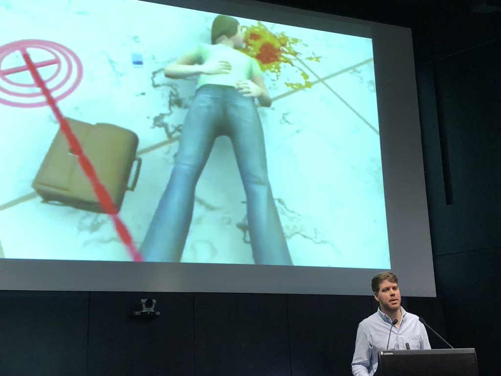 ozvascdoc's tweet photo. Motti Blum from @vrfirstaid outlines how #VR can simultaneously orient paramedics, familiarise them with mass casualty scenarios, reduce anxiety and rehearse decision making. The video is confronting. Not sure if I should share. #ScaryReal #3dMedAu18 https://t.co/yCYBJiOpaG