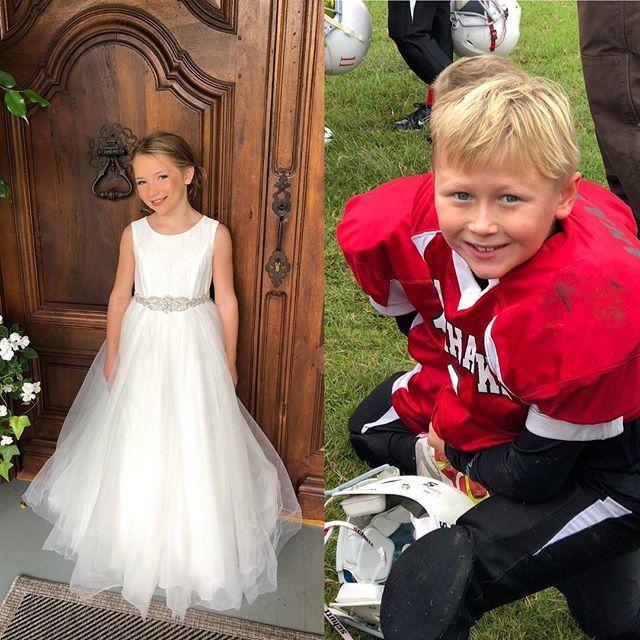 mahart5's tweet photo. These two keep our lives busy and filled with joy!! Flower girl to football 🏈 player. Never a dull moment. #blessedmimi https://t.co/IqmOL4tjDm https://t.co/XNPgmc53jC