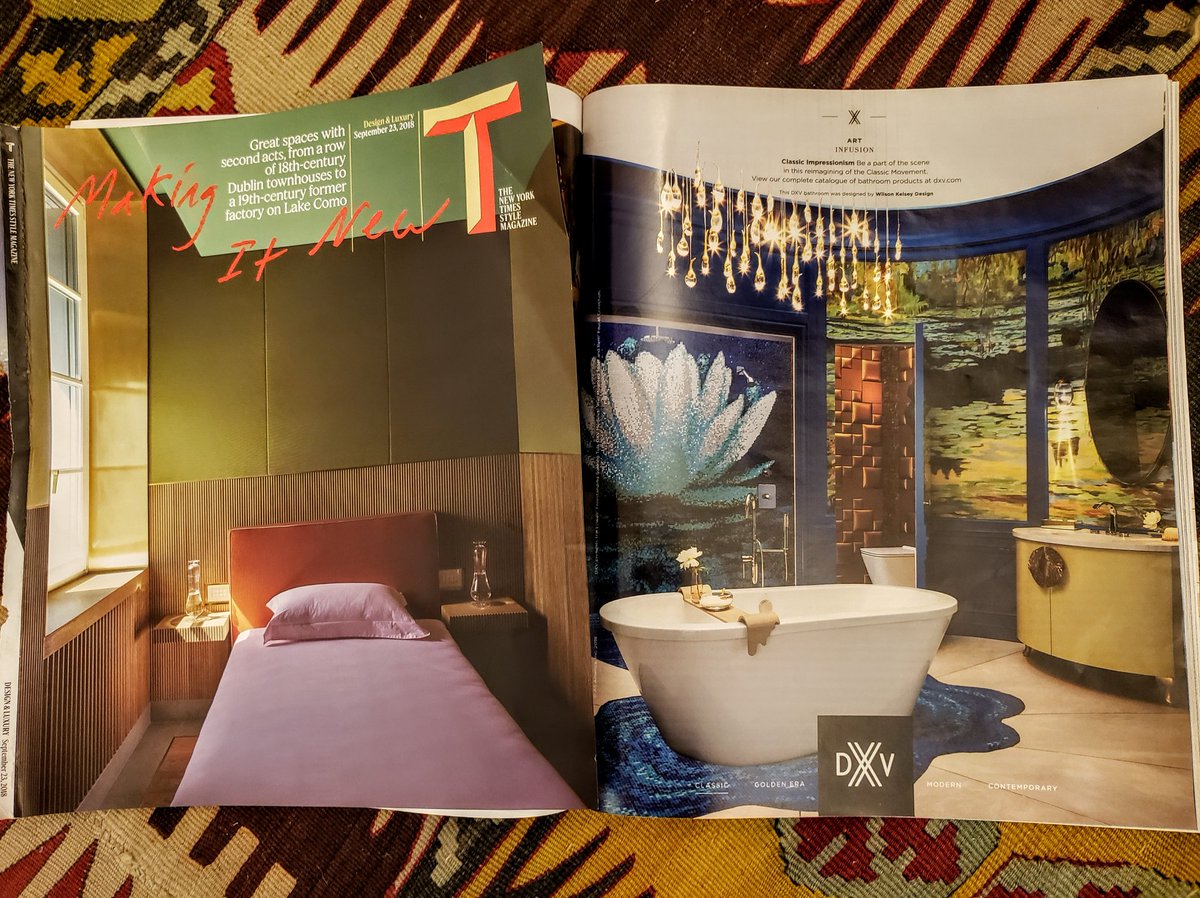 dempsterbeach's tweet photo. Browsing through the T magazine tonight, I ran across my good friends, @WilsonKelseyD for @DXV . congrats again on all your hard work! @Modenus #bath #interiors #designhounds #lovethisteam https://t.co/AThxX8p9G0