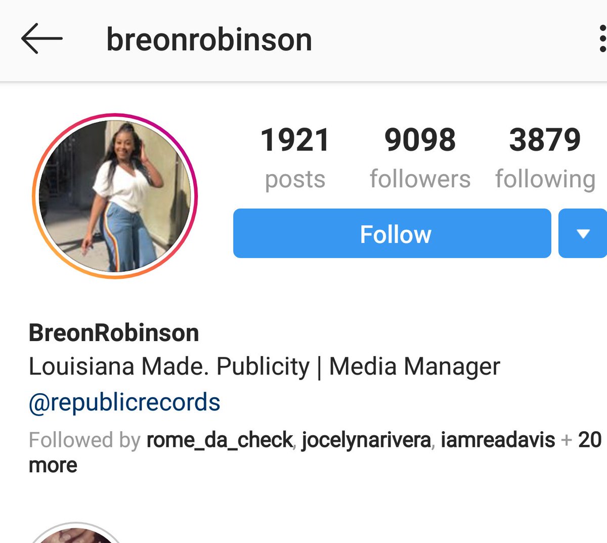 Breon RobinsonIG: BreonRobinsobMedia Manager at Republic Records