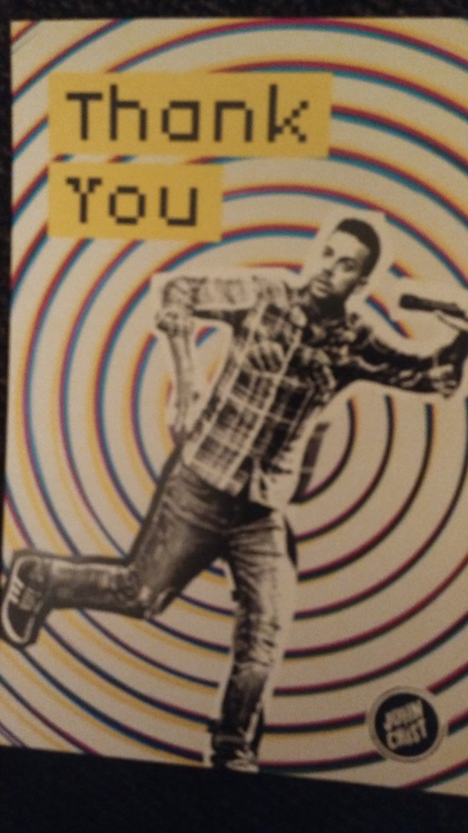 Stillsona's tweet photo. @johnbcrist I just got my "For Sure No" t-shirt in the mail and your Thank you card. Unfortunately I couldn't get two tickets to your South Bend show because it was sold out. So sad because you are hilarious! https://t.co/ThkrTcsgnu