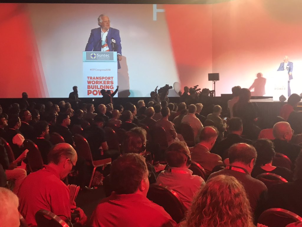 ITF_Americas's tweet photo. Apertura en #Singapore del @ITFCongress2018 #ITFcongress2018 las delegaciones de #sindicatos afiliados de nuestra región presentes con su agenda #desafíos en el evento d los trabajadores del #transporte mundial q comenzó y culmina el próximo Sábado #TransportWorkersBuildingPower https://t.co/g0GBr7rOQZ