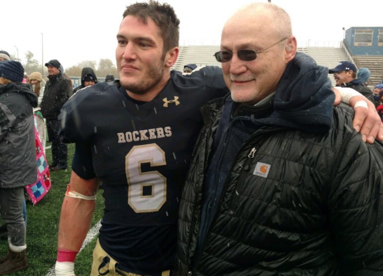 CoachTinkFB's tweet photo. In 1977 against Dickinson State, Jim “Arlo” Guthrie (pictured) set the Hardrocker single-game rushing record with 245 yards and Kevin Ptak duplicated that feat in 1996.   Today ⁦@connorsilveria⁩ set the new GOLD STANDARD by rushing for 425 yards in our victory over Adams. https://t.co/p3OGSZQJ2M