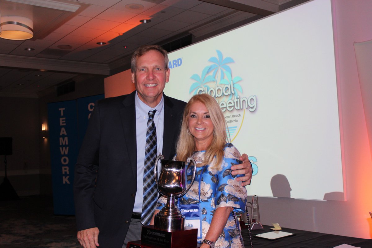 mmassasales's tweet photo. I was honored to present Lisa Valentino from the Mid-Atlantic Region, the 2018 #Hayward Salesperson of the Year Award at the @HyattNewport in California. She is joined by Hayward Management, along with other sales Performance Achievement winners @HaywardPool #haywardpool #award https://t.co/E7NjwjoQ9o