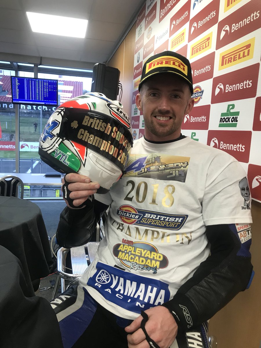 Here is our 2018 <a href="/DickiesEurope/">Dickies Europe</a> British Supersport Champion <a href="/JackKennedy14/">Jack Kennedy ☘️</a> congratulations Jack and the Colin Appleyard team 🏆🍾🥇