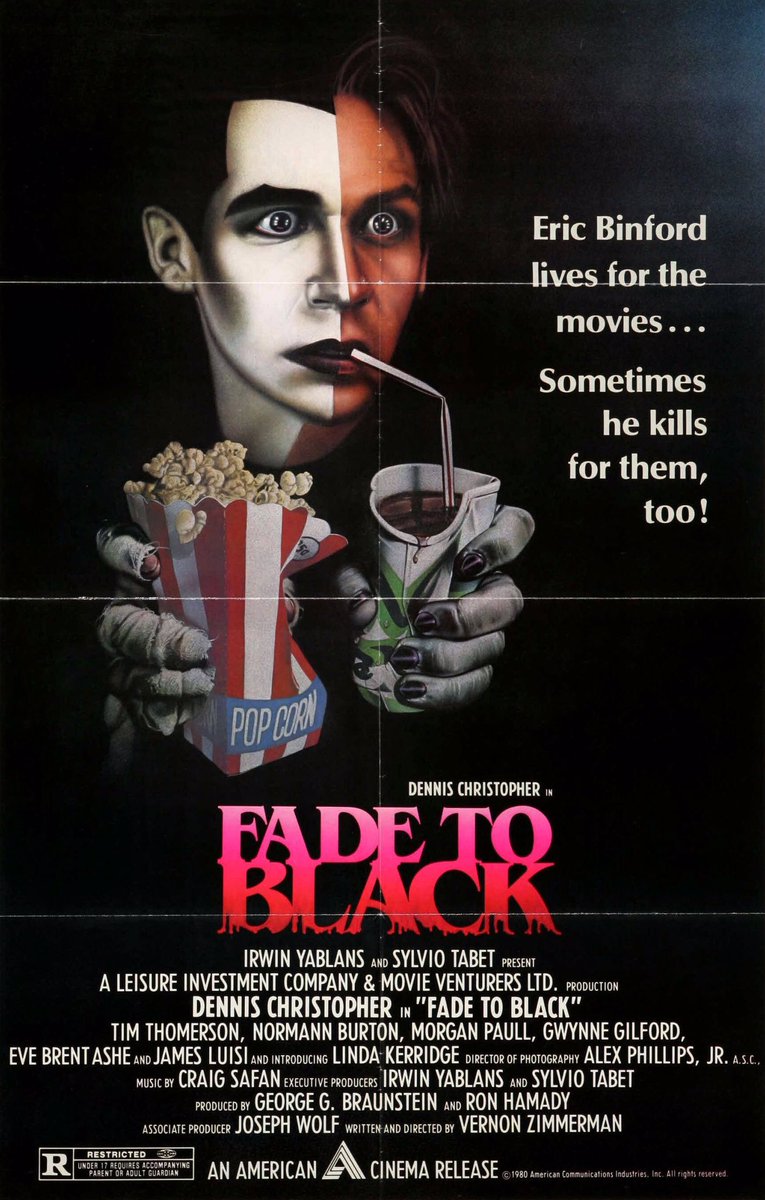 October 14th
Fade To Black(1980)
Directed by:Vernon Zimmerman
#31daysofhorrorfilms #31HorrorFilms31Days #31DaysofHorror #31DaysOfHalloween #31nightsofhorror #31NightsOfHalloween #31daysofhorrorlists