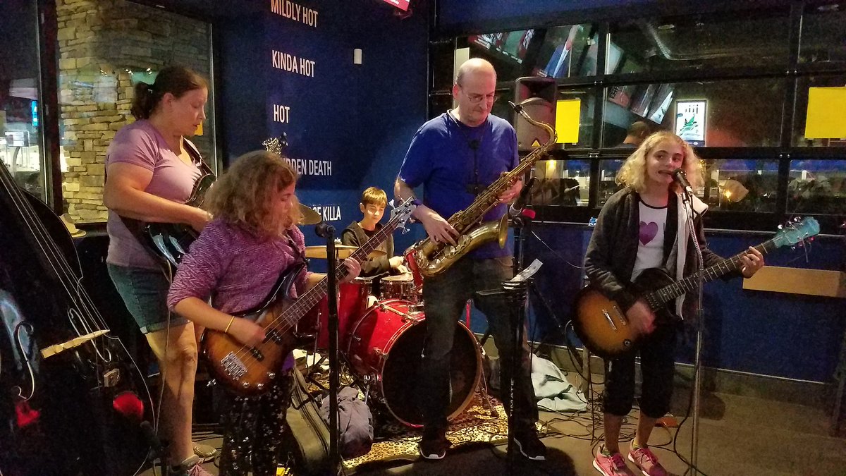 GreenPlanetBand's tweet photo. The Green Planet w Saxophone Joe of Katmandu at @Aroogas ! Doing a little #ArethaFranklin . Thanks Tal Patton! #AroogaNation https://t.co/KeimmNdGBy