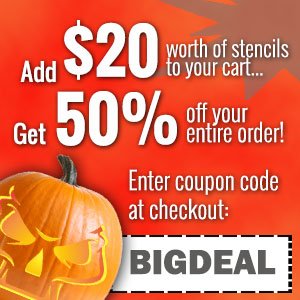 pumpkinstencils's tweet photo. Want a deal on #pumpkinstencils ? 50% off $20 or more of Pumpkin Stencils at https://t.co/StCgSYobVS use the code BIGDEAL #coupon #pumpkincarving #Halloween https://t.co/yauOkTTuBT