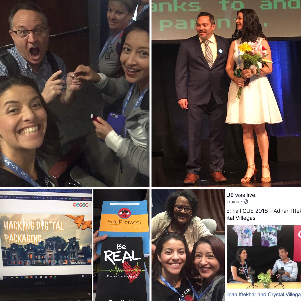 MrsChavez_11's tweet photo. #FallCue day1 met great educators #IRL Heard Powerful messages, met authors at #dbcBooth met @MarshallTuck #adakat wedding @cueinc Live #PLN Tons of great hacks and tools to engage and uplift learners. #WeareCUE https://t.co/jCpgQmMJVH