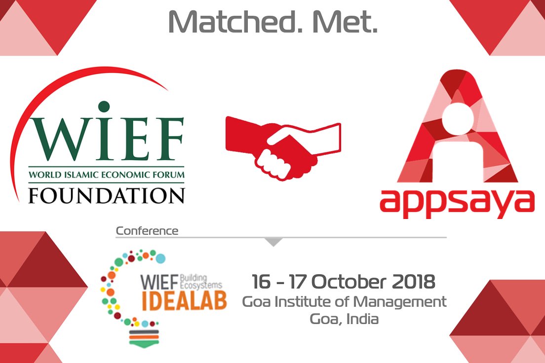 AppsayaTech's tweet photo. @AppsayaTech is proud to deliver its tailor-made Business Matching online platform for the @WIEF_Foundation Initiatives conference. #Idealab2018 in Goa, India (16-17 October) https://t.co/YsZn0NiWui