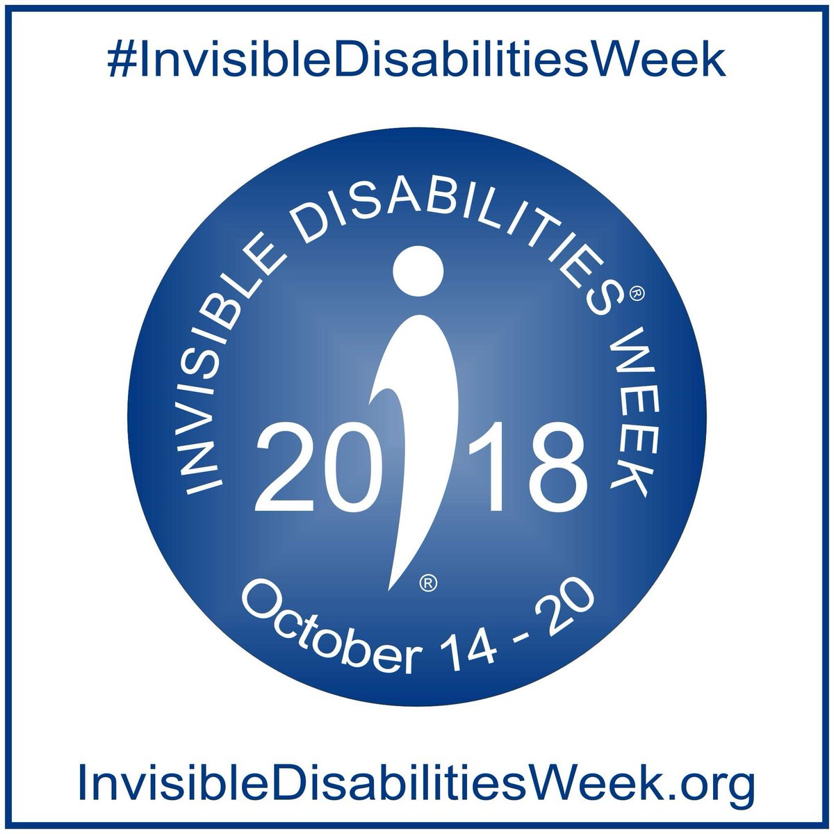 2018 #invisibledisabilitiesweek starts Sunday October 14th! Spread awareness! Meet new friends! Share your stories, blogs, books, events, pets, hobbies, frustrations, joys, triumphs and your sheer amazingness! Let's turn the internet BLUE with awareness,  education and support!