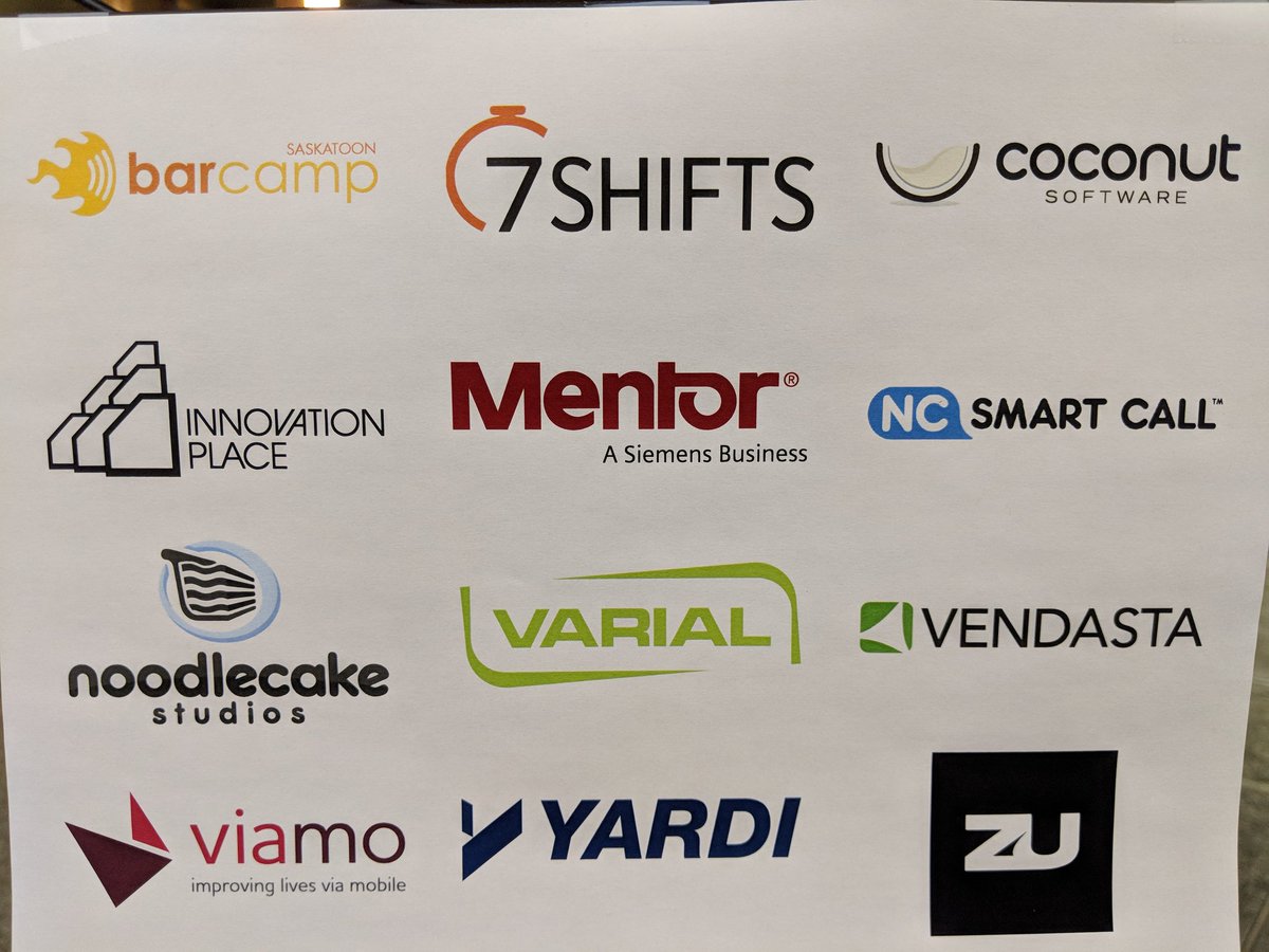 barcampstoon's tweet photo. Once again, a big thanks to our sponsors for making #barcampyxe happen! Support local, and shout out to these local #yxe tech companies! https://t.co/G7b87ckZq2